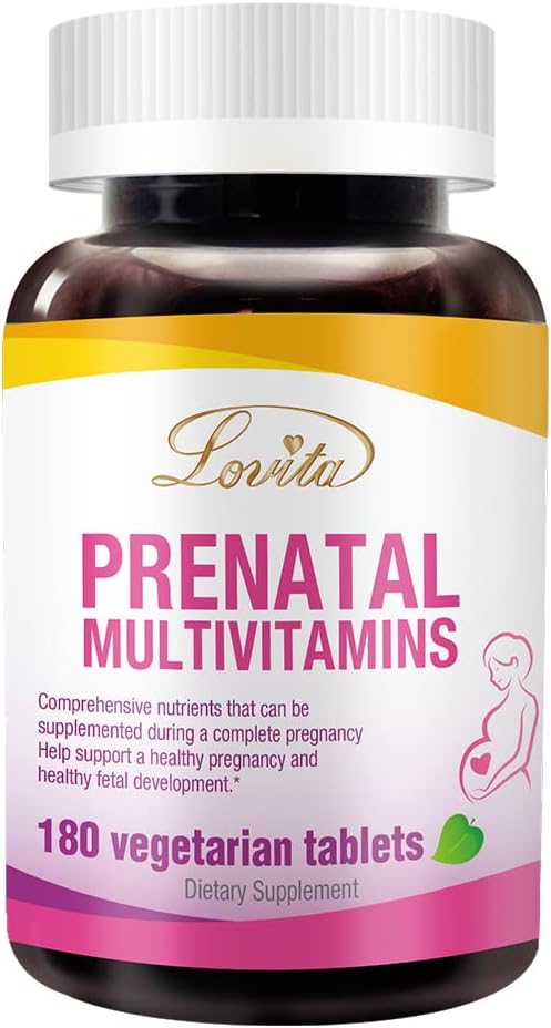 Lovita Multivitaminas Pré-Natais - Suporte Nutriente Integral para Antes, Durante e Pós-Gravidez - 180 Comprimidos Vegetarianos