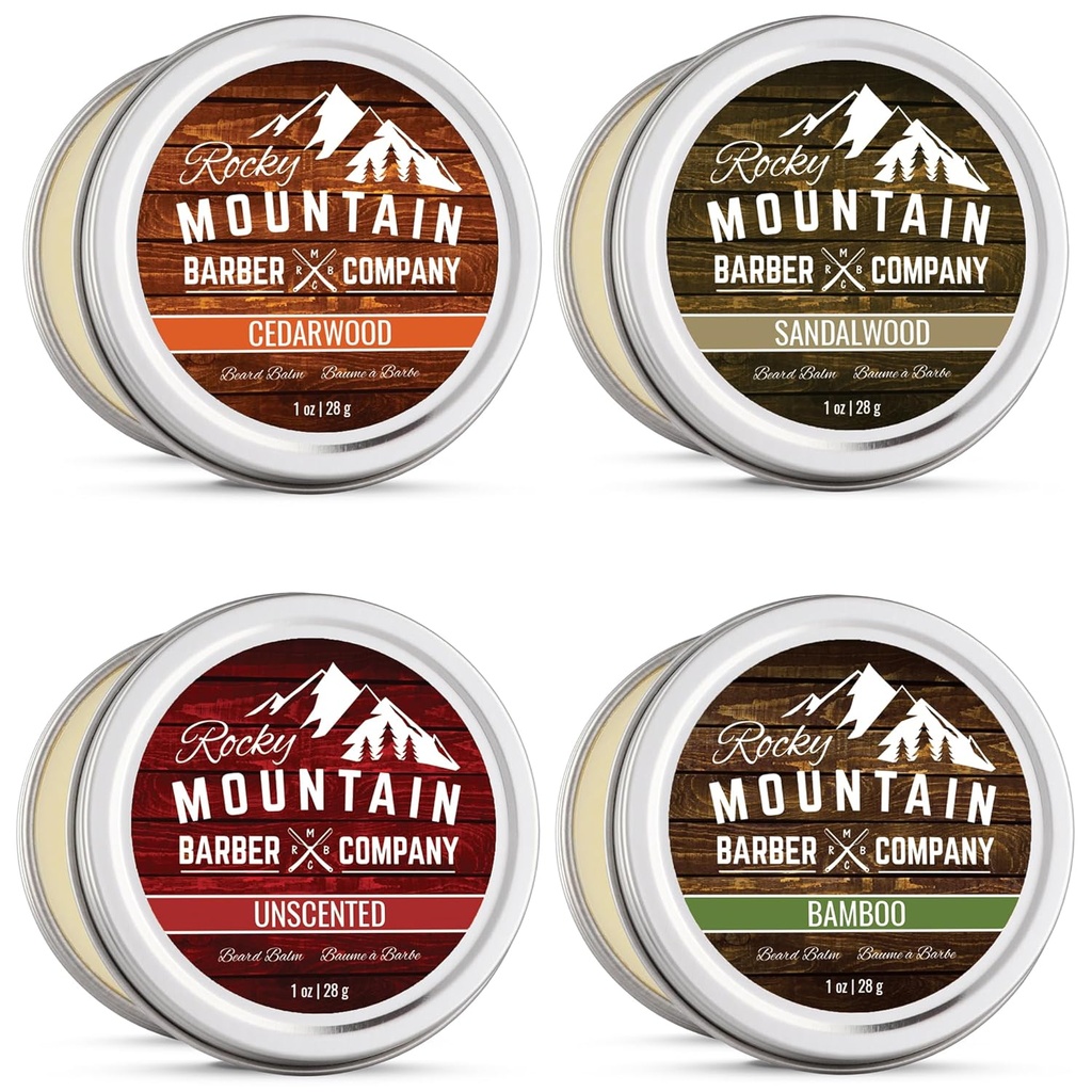 Balm Balm Variety Pack - 4 amostras naturais (1 oz cada) com óleo de Argan, manteiga de karité, óleo de coco e óleo de jojoba - rico em vitaminas e minerais