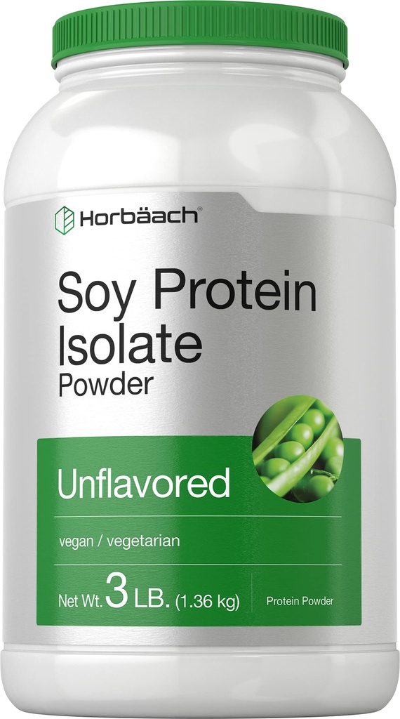 Horbaach proteína de soja isolate pó de 3 lb desaromaso, para mulheres e homens, vegetariano, Vegan, não-GMO, e sem glúten