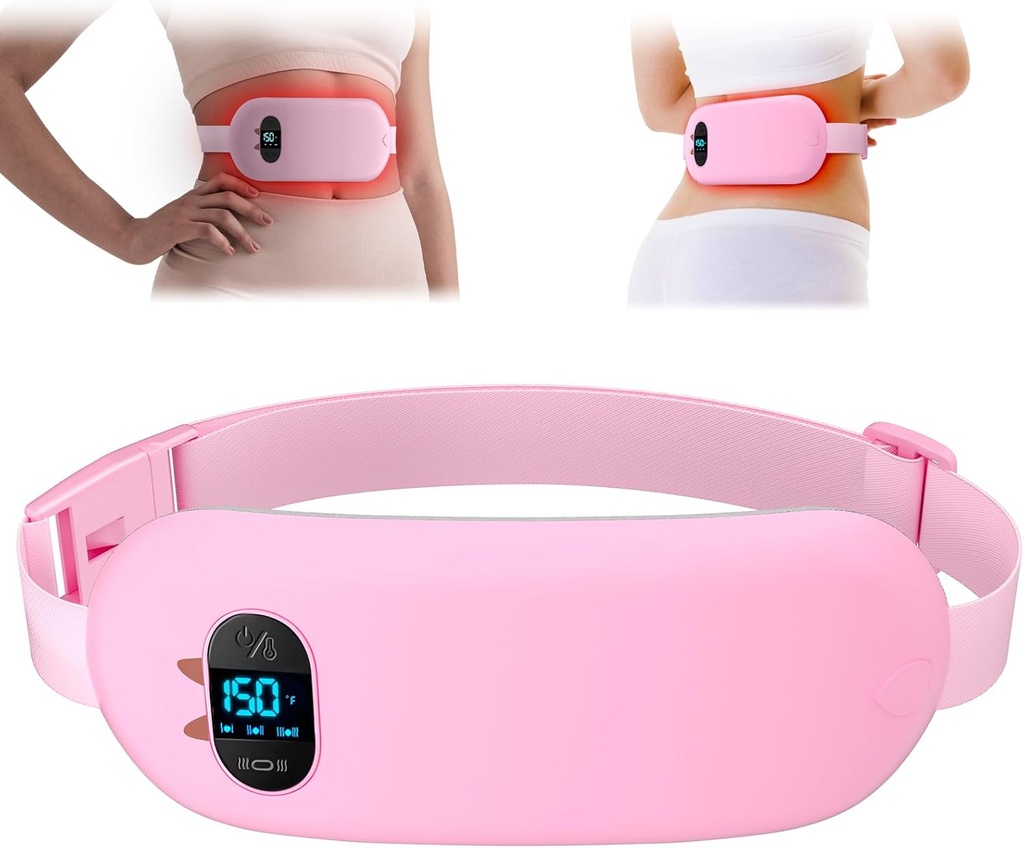 FSA HSA Elegível Almofada de Aquecimento Portátil para Cãibras, Atualize o Período Elétrico Sem Fios de Cordo Pad Rápido de Aquecimento para Relívio da Dor nas Costas Cinto Menstrual 6 Calor 6 Modos de Massagem Presentes para Mulheres Meninas Sua Namorada Rosa