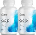 Infusões Pure Extra Strength CoQ10 400mg 400 Cápsulas Embalagem sem Glúten de Alta Absorção