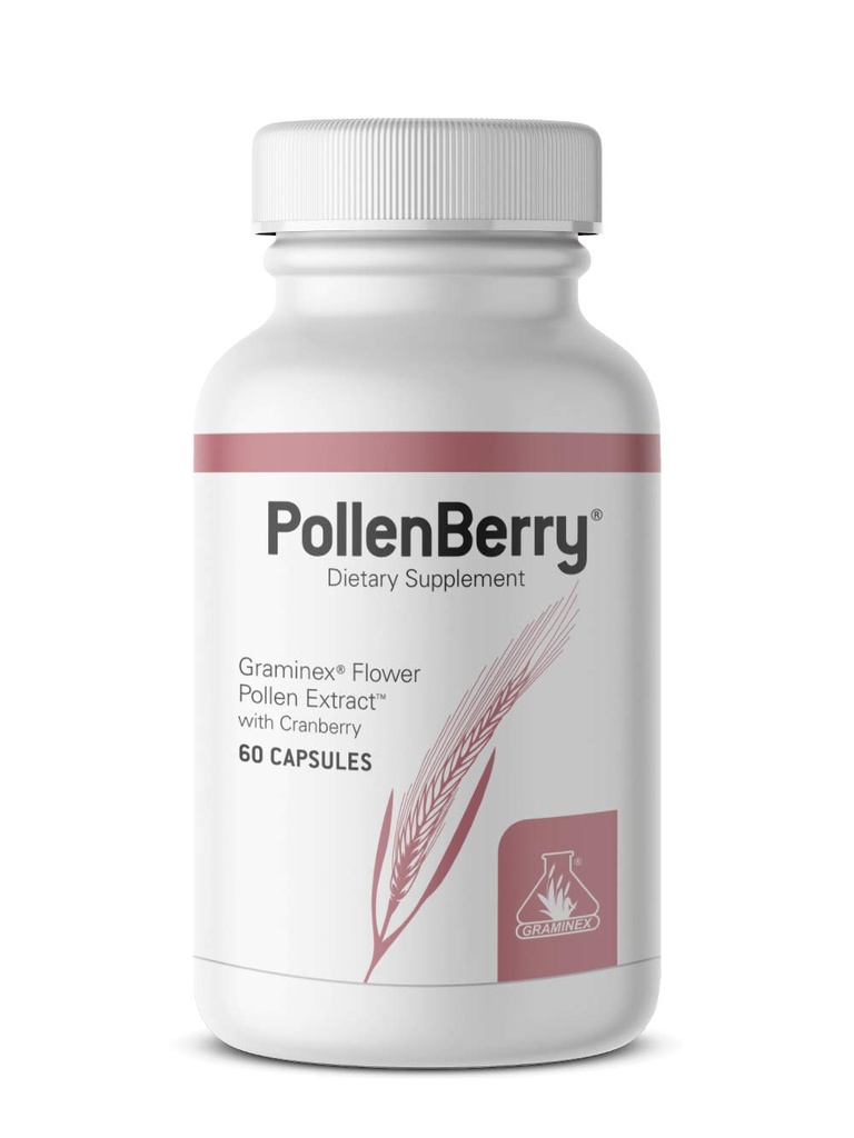 Graminex PollenBerry Dietary Supplement - G60 concentrado extrato de polen flor, pó de cranberry - Suporta pele, trato urinário, e saúde da bexiga - antioxidante natural, 60 cápsulas