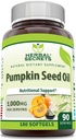 Herbal Secrets Pumpkin Seed Oil 1000 Mg Supplement (Suplemento) 180 Softgels (Não-GMO)