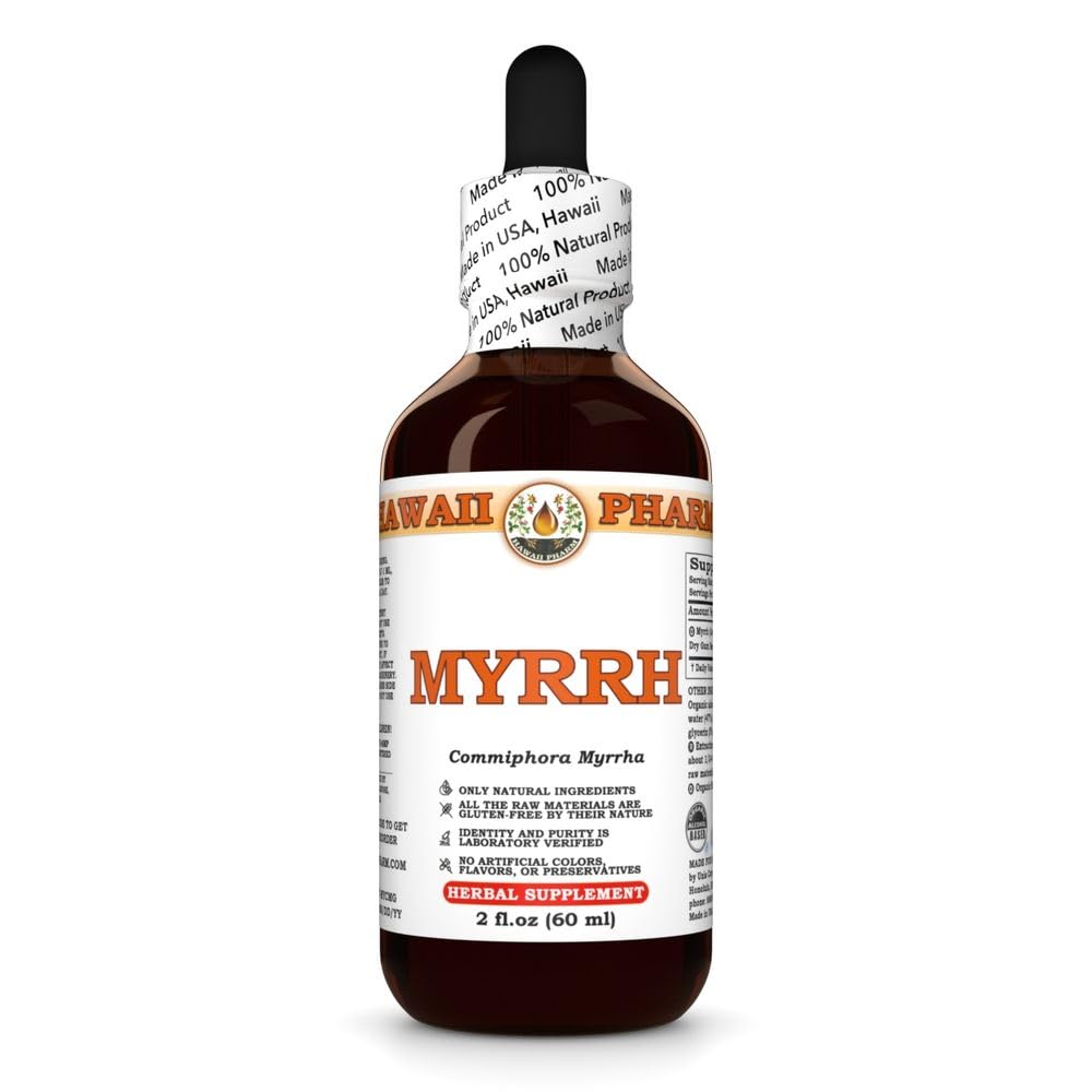Mirra Extrato Líquido, Mirra Orgânica (Commiphora myrrha) Suplemento de ervas da tintura, Hawaii Pharm, Made in USA, 2 fl.oz