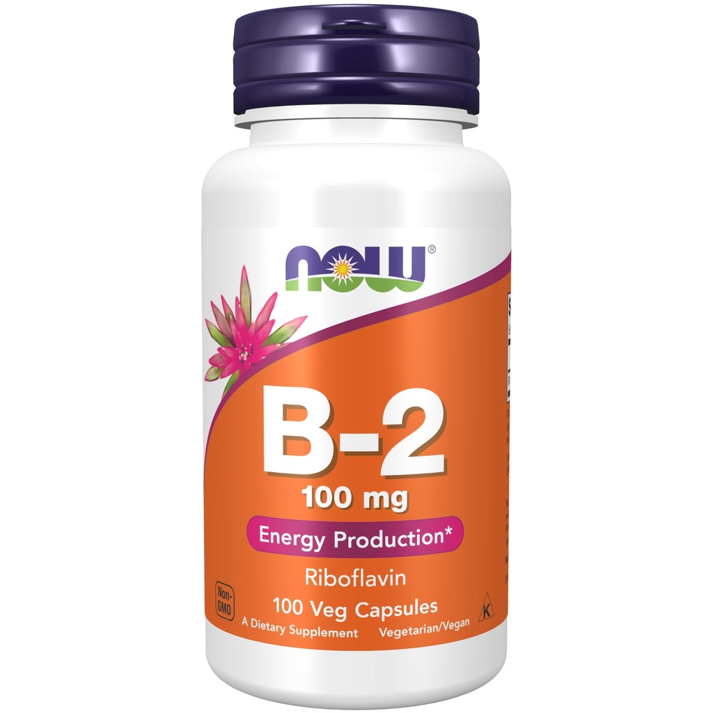 Now Foods Supplements, Vitamina B-2 (Riboflavina) 100 mg, Produção de Energia*, 100 Veg Cápsulas
