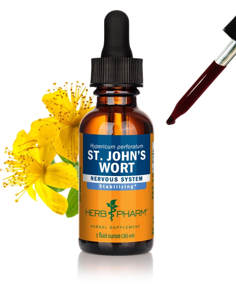 Herb Pharm St. John's extrato líquido para o humor positivo e equilíbrio emocional, álcool de cana, 1 onça