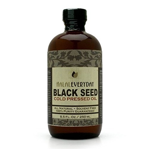 Puro e frio Pressed Black Seed Oil - 8 oz garrafa de vidro - NON-GMO e Vegan - Nigella Sativa -Hexane Free - Halal Certified - Sem filtro, Escuro e Potente - Fonte Natural de Nigellone e Thymoquinone