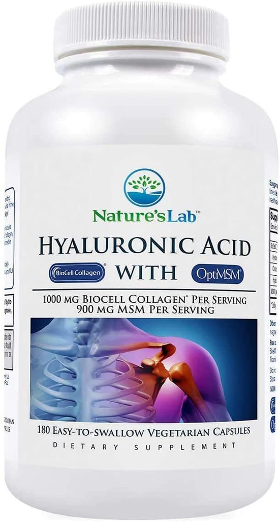 Ácido Hialurônico do Laboratório da Natureza com Colágeno BioCell, 180 Cápsulas Vegetarianas