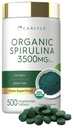 Carlyle Organic Spirulina Tablets 3500mg Contagem 500 Não-GMO e Suplemento sem glúten