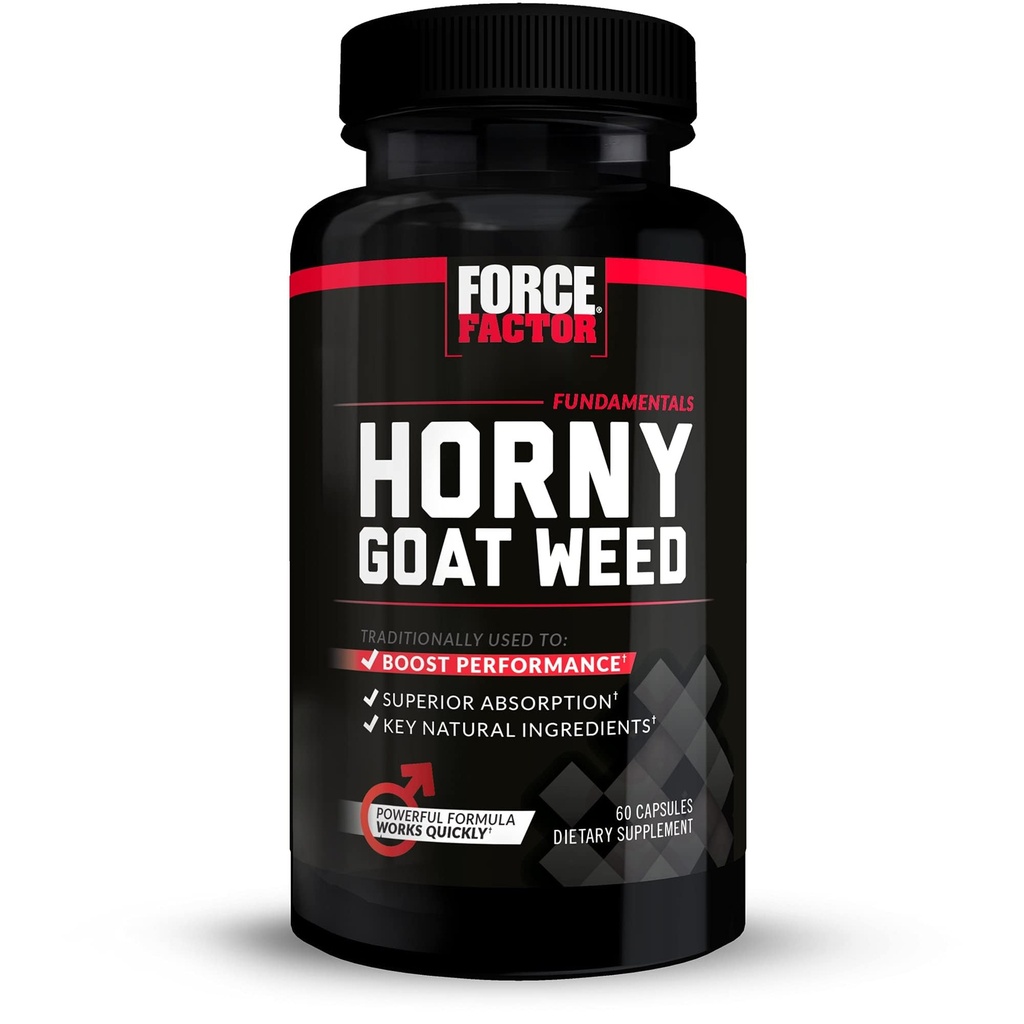 Fator de força Erva de cabra com tesão para homens, unidade masculina natural e suplemento de vitalidade com ingredientes naturais para absorção superior, série fundamental, 750mg, 60 cápsulas