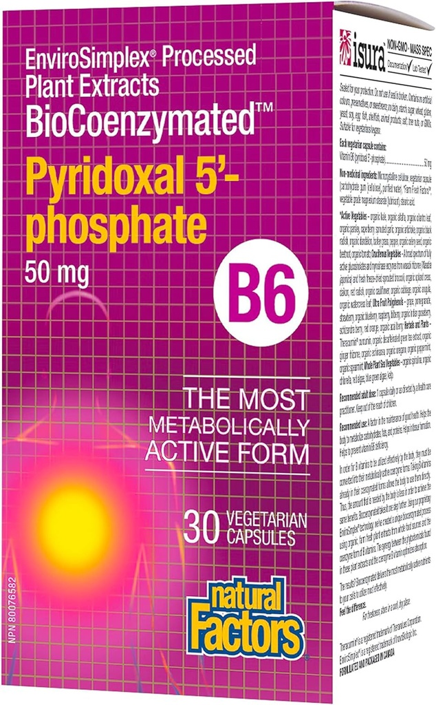 Fatores Naturais BioCoenzimated Pirodoxal 5'-Fosfato 50mg 30 VCaps