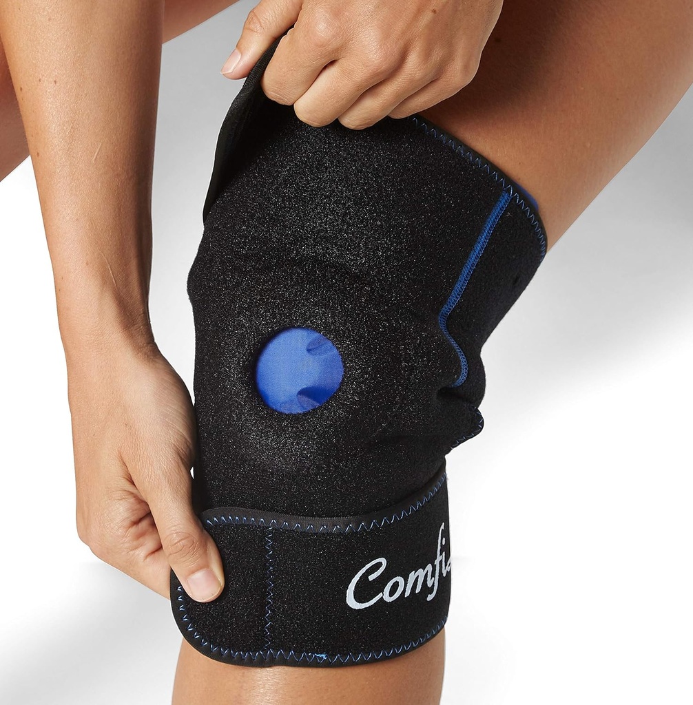 ComfiLife Knee Ice Pack com Envoltório Reutilizável Hot & Cold Therapy Gel Pack Suporte de compressão ajustável para lesões, dor, cirurgia, artrite, Meniscus e mais