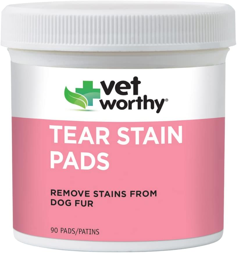 Vet Worthy Tear Stain Pads para Cães - Solução Ensopado Pads - Remover Manchas de Pele de Cães - Gentil e Seguro - 90 Pads.