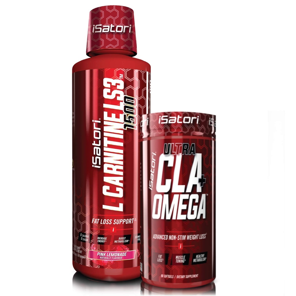 iSatori L-Carnitine LS3 Limonada Rosa 1500mg (32 Servões) & iSatori Ultra CLA (90 Softgels)