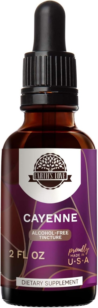 Amor da Terra - Cayenne extrato de ervas sem álcool Tintura, Cayenne super concentrada (Capsicum annuum) Pimenta seca (2 Fl Oz)