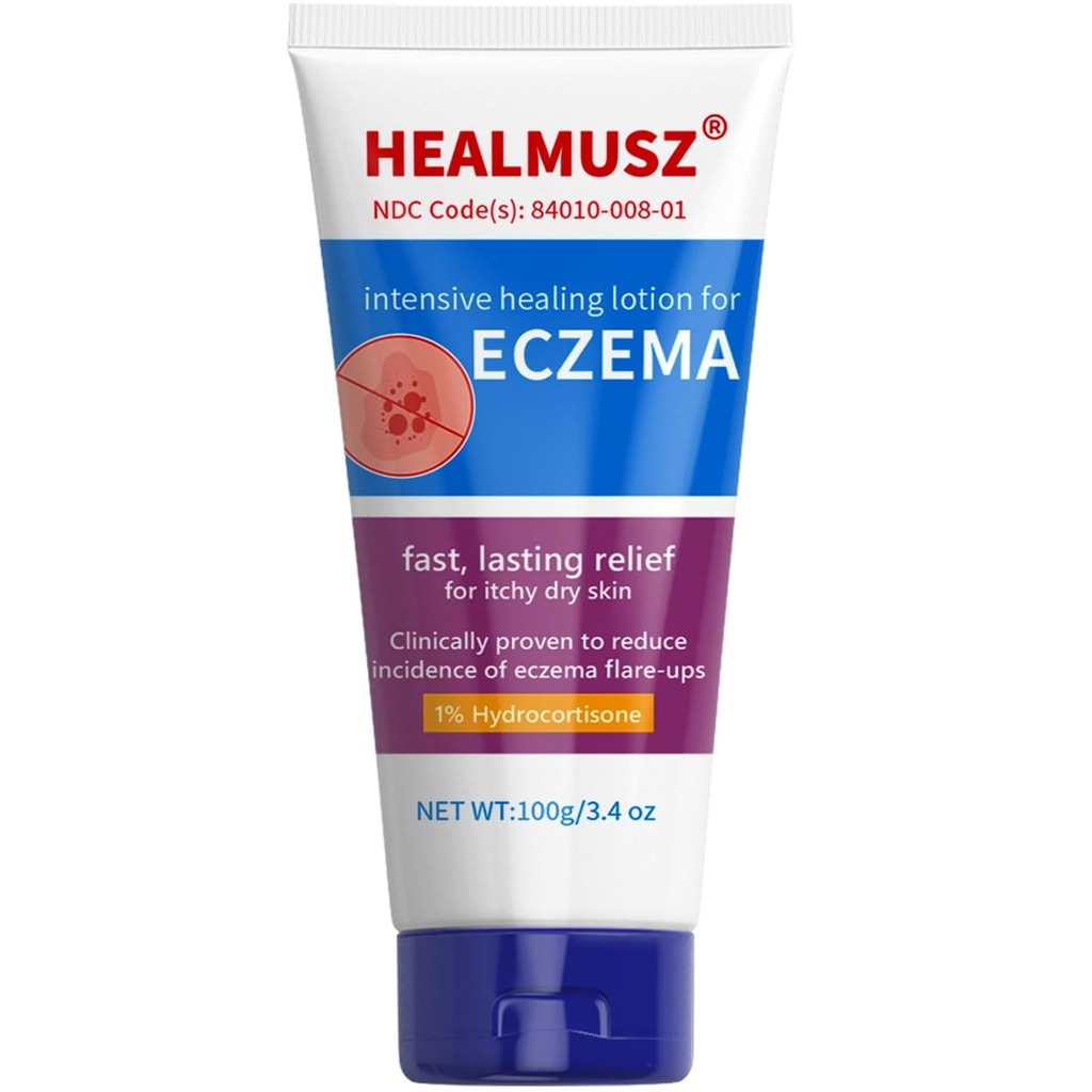 HEALMUSZ Eczema Creme, dosagem máxima 1% de alívio de hidrocortisona Anti-Itch Cream Loção de cura intensiva para pele eczema-propensa e seca, alívio para coceira, vermelhidão, flaking e irritada