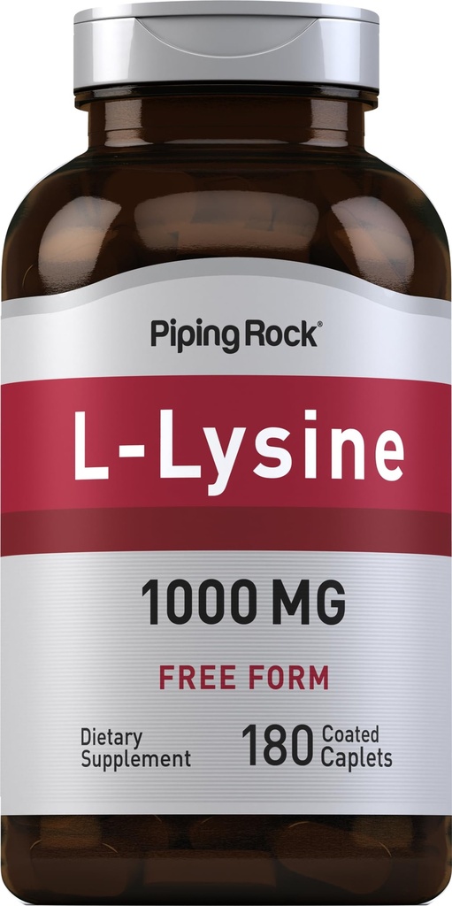 Piping Rock L-Lysine 1000mg □ 180 Caplets □ Forma Livre □ Vegetariano, Não-GMO, Gluten Free