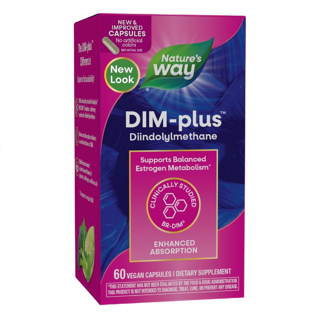 Nature's Way DIM-Plus, Suplemento DIM, Suporta Metabolismo Estrogênio Equilíbrio*, Suporta Estrogênio Equilíbrio Hormônio*, Diindolilmetano, 60 Cápsulas Vegan