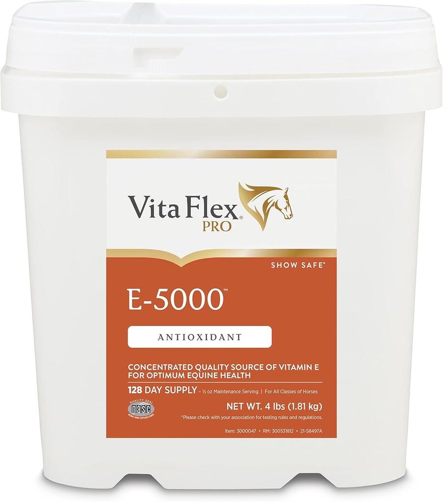 Vita Flex Pro E-5000 Premium Quality Horse Vitamina E, 4 lbs., Fonte de 128 dias