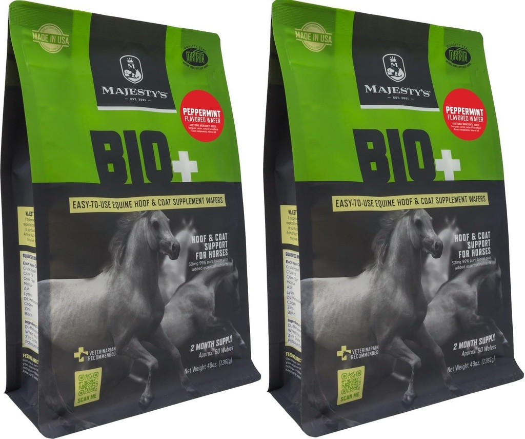 Suplemento de suporte de Peppermint Flavored Biotin Wafers - Superior Horse/Equine Hoof and Coat Supplement - Cobre, Zinco, Lisina, Metionina