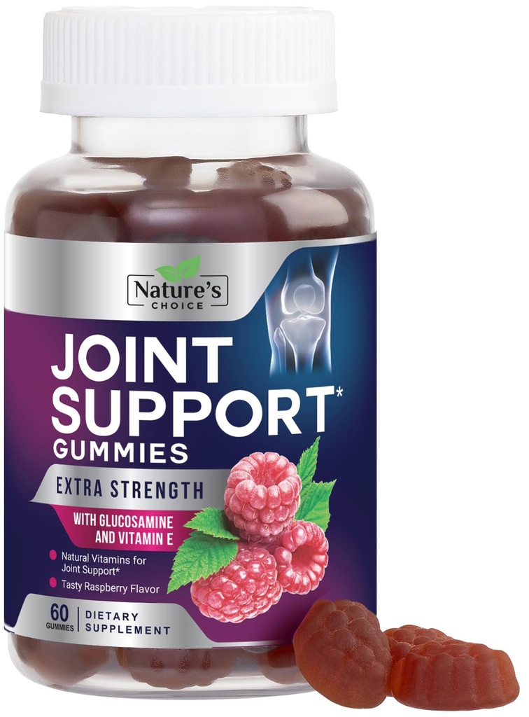 Suporte Conjunto Gummies Força extra Suplemento de Gummy de Glucosamina com Vitamina E - Cartilagem Natural & Saúde Conjunta & Flexibilidade Suporte, Melhor Suporte Mastigação de Glucosamina para Homens e Mulheres - 60 Gummies