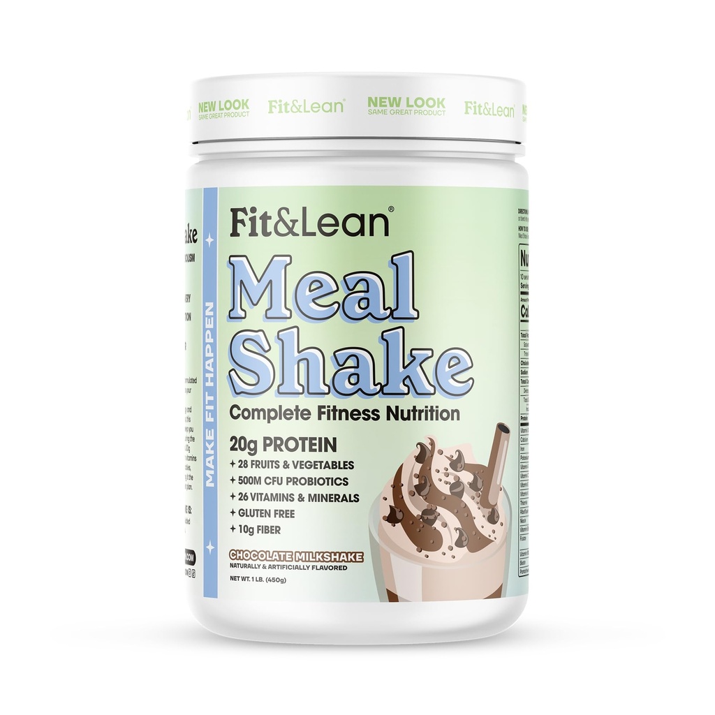 Fit & Lean Meal Shake, Fat Burning Meal Replacement, Proteína, Fibra, Probióticos, Chocolate, 1lb, 10 Servings por recipiente