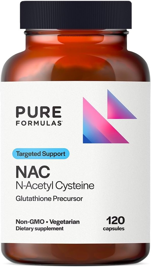PureFormulas N-Acetil-L-Cysteine - NAC Suplemento Cápsulas 900mg NAC, Antioxidante Glutationa Precursor - Detox + Recuperação de exercício, e Suporte Imune - Não-GMO + Suplemento Vegetariano -120 Cápsulas