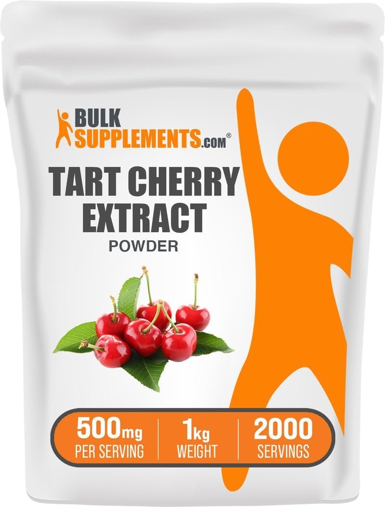 BulkSuplementos.com Tart Cherry Extract Powder - Tart Cherry Supplement, Suplemento de ervas - Antioxidante Fonte, Gluten Free, 500mg por serviço, 1kg (2,2 lbs) (Pack of 1)