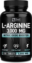 Zeal Naturals L Arginina 3000mg Cápsulas (150 Comprimidos 1000mg) Suplemento de Óxido Nítrico L-Arginina de Dose Máxima para Apoio ao Crescimento Músculo, Função Vascular e Energia - Impulso de Óxido Nítrico