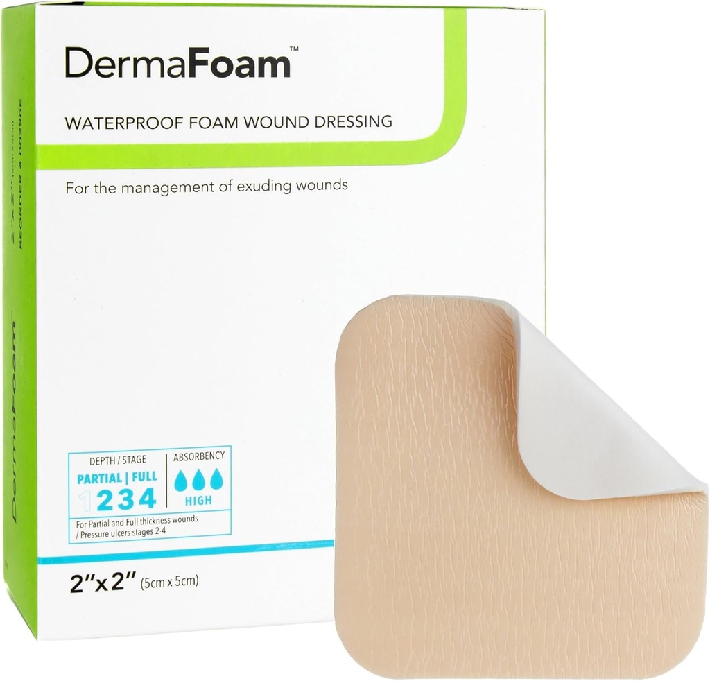 Dermarite Industries Derma Foam Non-Adesive Foam Dressing, 2x2, 10 Count