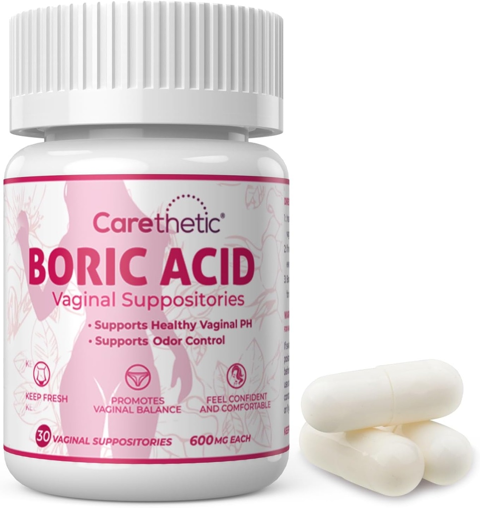 Supositórios Vaginais - pH Balance & Odor Controle para Mulheres, 600mg, 30 Contagem - Gentil Saúde Feminina