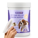HiCC PET Ear Cleaner dedo limpa para cães e gatos, Vet-recomendado cão tratamento de infecção do ouvido para alívio coceira & inflamação, remover cera, sujeira e parar fedorenta, não irritante, 50ct (Coconut Scent)