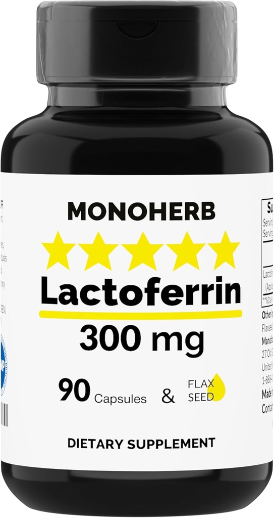 MONOHERB Lactoferrina 300 mg por cápsula - 90 Cápsulas Vegetarianas - Made in USA