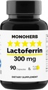 MONOHERB Lactoferrina 300 mg por cápsula - 90 Cápsulas Vegetarianas - Made in USA
