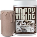 Happy Viking Cookies e Cream Planta Protein Powder, Criado por Venus Williams, 20G Protein, Low Carb, Keto, Vegan, Gluten-Free, Não-GMO, Superalimentos, Completa substituição de refeições, 1 lata