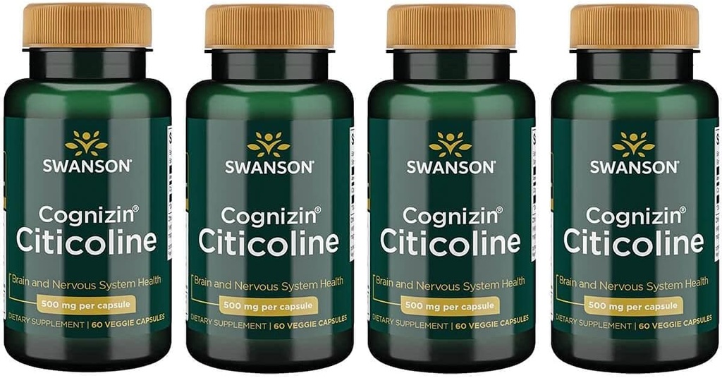 Swanson Cognizin Citicolina 1.000 Milligrams 60 Veg Cápsulas (4 Embalagem)