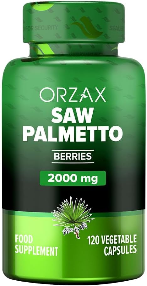 ORSAX Prostate Supplement with Saw Palmetto Extract 2000 mg for Men - Hair & Urinary Support - 120 Veg Cápsulas - (fornecimento de 120 dias)