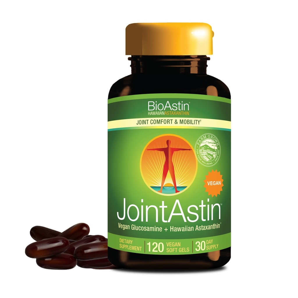 Nutrex Hawaii JointAstin - 12 mg, 120 Softgels - Suplemento de apoio conjunto com Glucosamina e BioAstin Hawaiian Astaxantina - Farm-Directe Antioxidante Suplemento Joint, Olho, Pele e Imune Sistema Saúde *