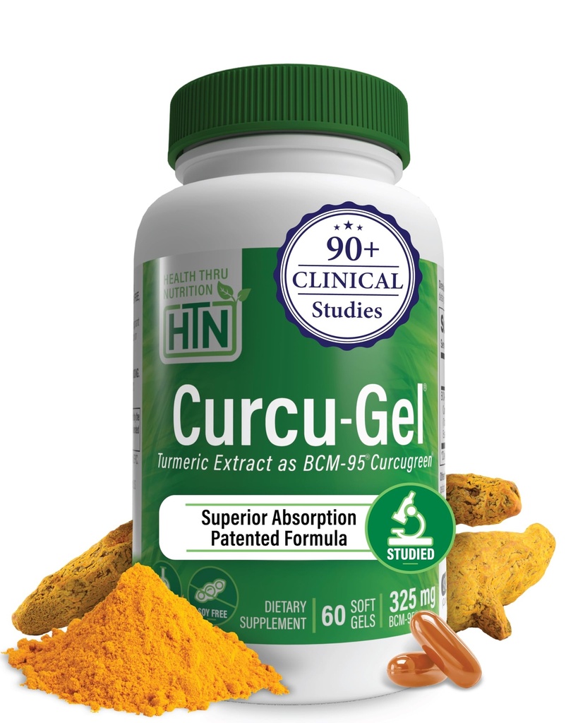 Saúde Thru Nutrition Curcu-Gel Curcumin Curmeric Complex BCM-95 Softgels, 325mg (Pacote de 60)