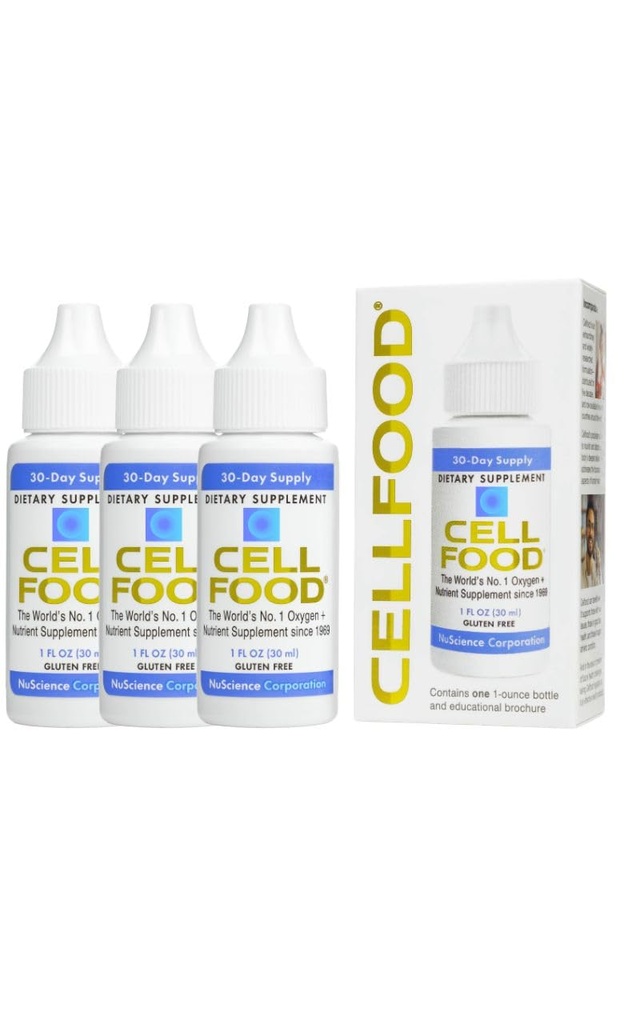 Boost de oxigênio de alimentos celulares - 1 fl oz, 3 Pack - Suplemento de oxigênio líquido para drenagem linfática, doença de altitude, Jet Lag, fadiga, dores de cabeça, ressacas e energia - Sem glúten, Cert. Kosher