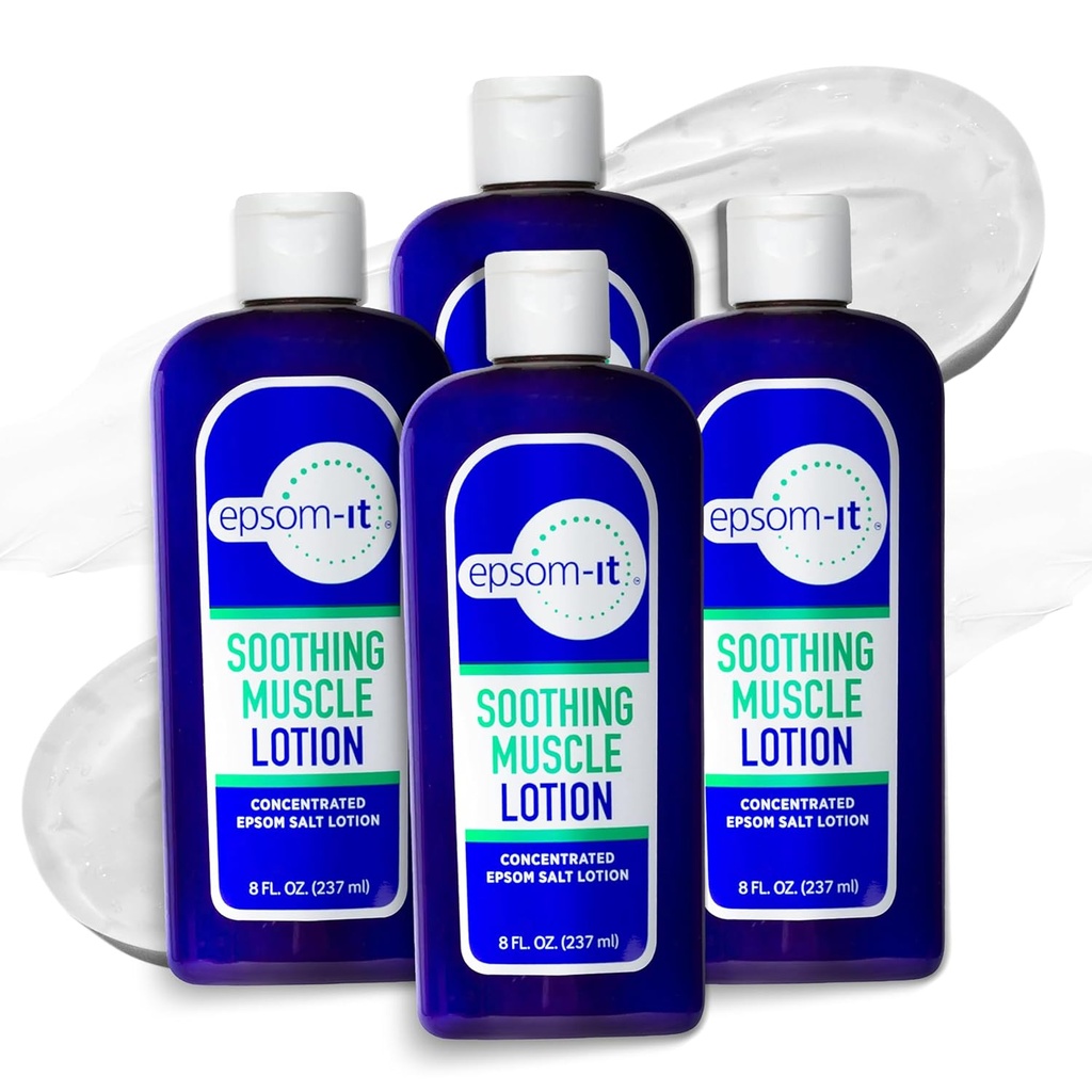 Epsom-It calmante Loção muscular - Epsom Sal Magnesium Sulfate Creme Arnica para rigidez muscular, Loção de magnésio tópico, proporcionando conforto para pernas, joelhos e pés, 8.0 onças, 4-Pack