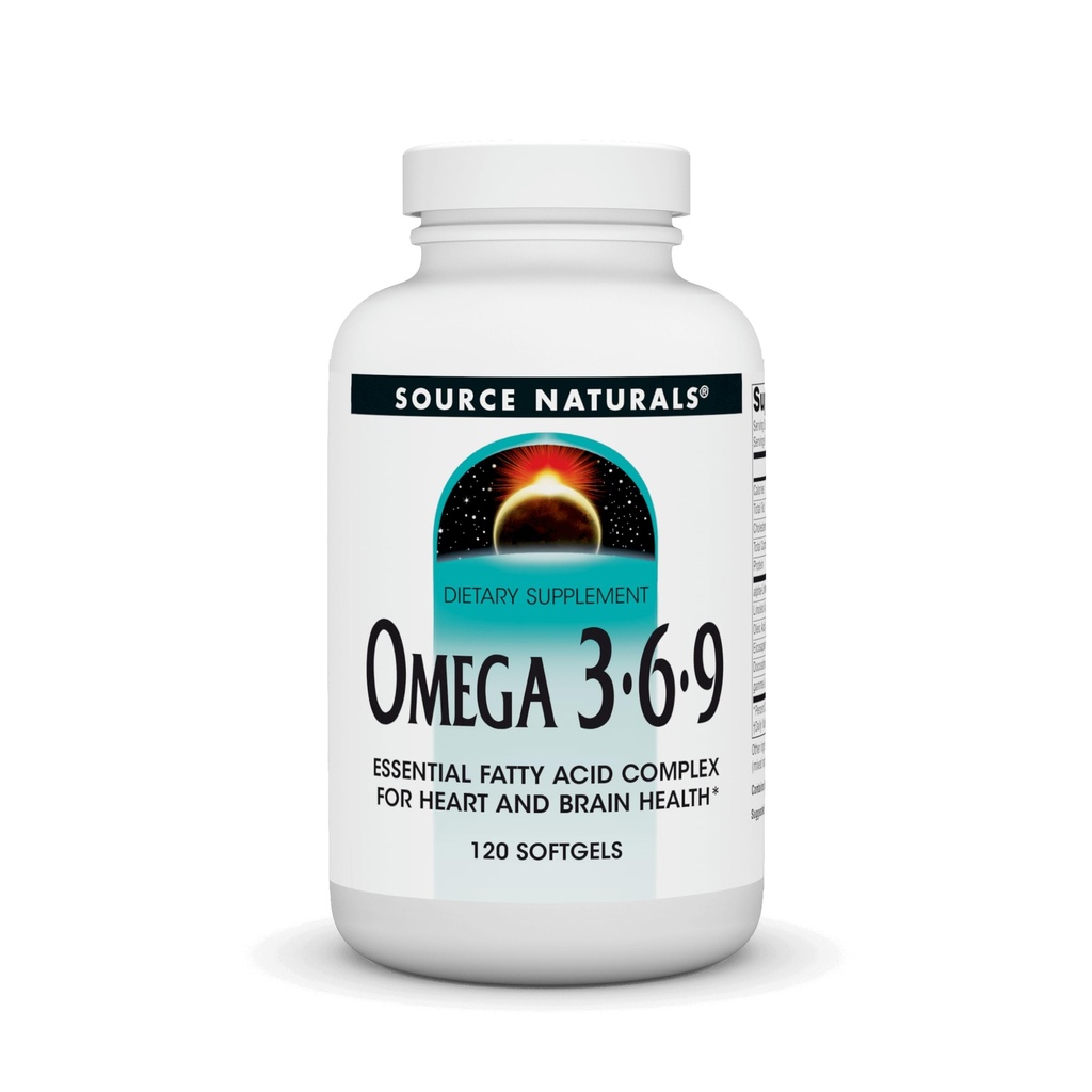 Naturals fonte Omega 3-6-9, complexo de ácidos gordos essenciais para a saúde do coração e do cérebro * - 120 Softgels