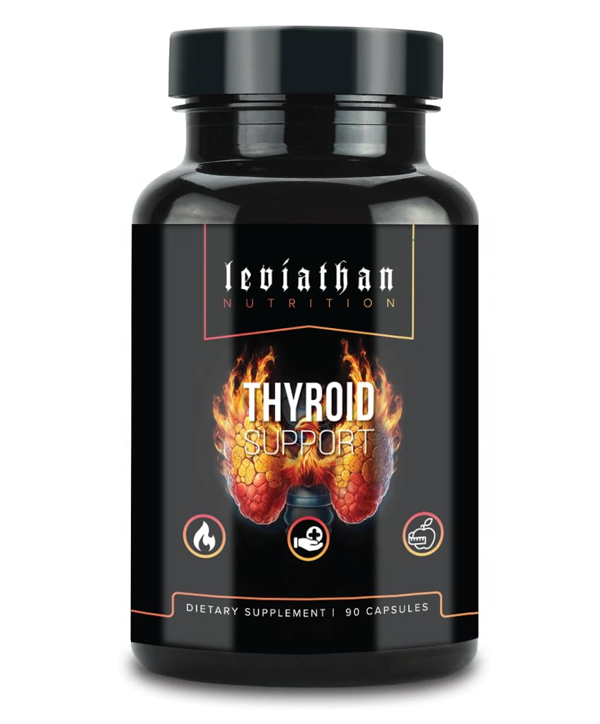Leviathan Thyroid Supplement (Suporte de energia e tiróide), Selênio, Zinco, Manganês, Cobre, L Tirosina, Guggul Support for Women & Men