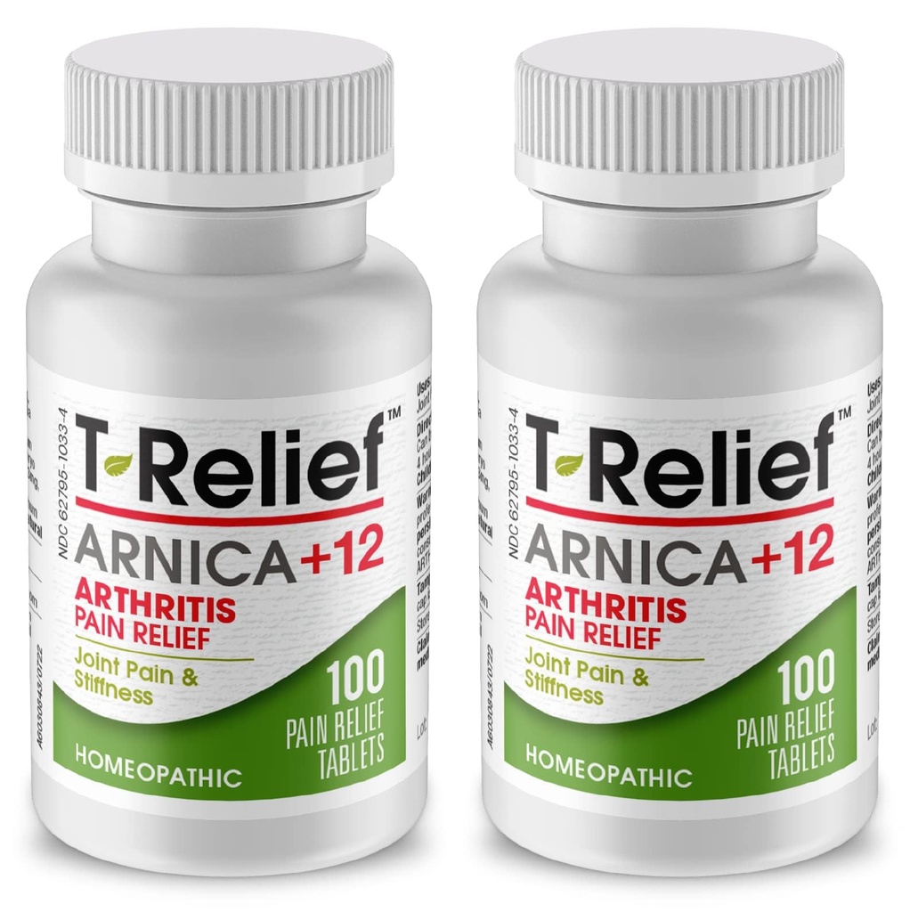 T-Alívio extra força Artrite Arnica +12 dor aliviando medicamentos naturais ajudar a reduzir a dor rigidez dores e dor em articulações Naturalmente - 100 comprimidos (2 embalagem)