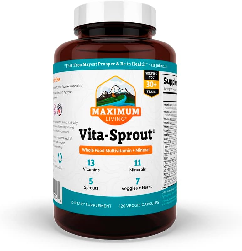 Máxima Vida - Vita-Sprout Multivitamina e Fitonutriente Mistura - 120 Cápsulas