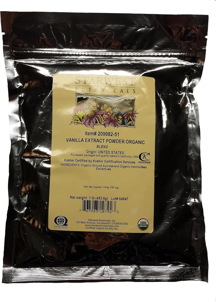 Starwest Botanicals Organic Vanilla Extract Powder - 1 Libra