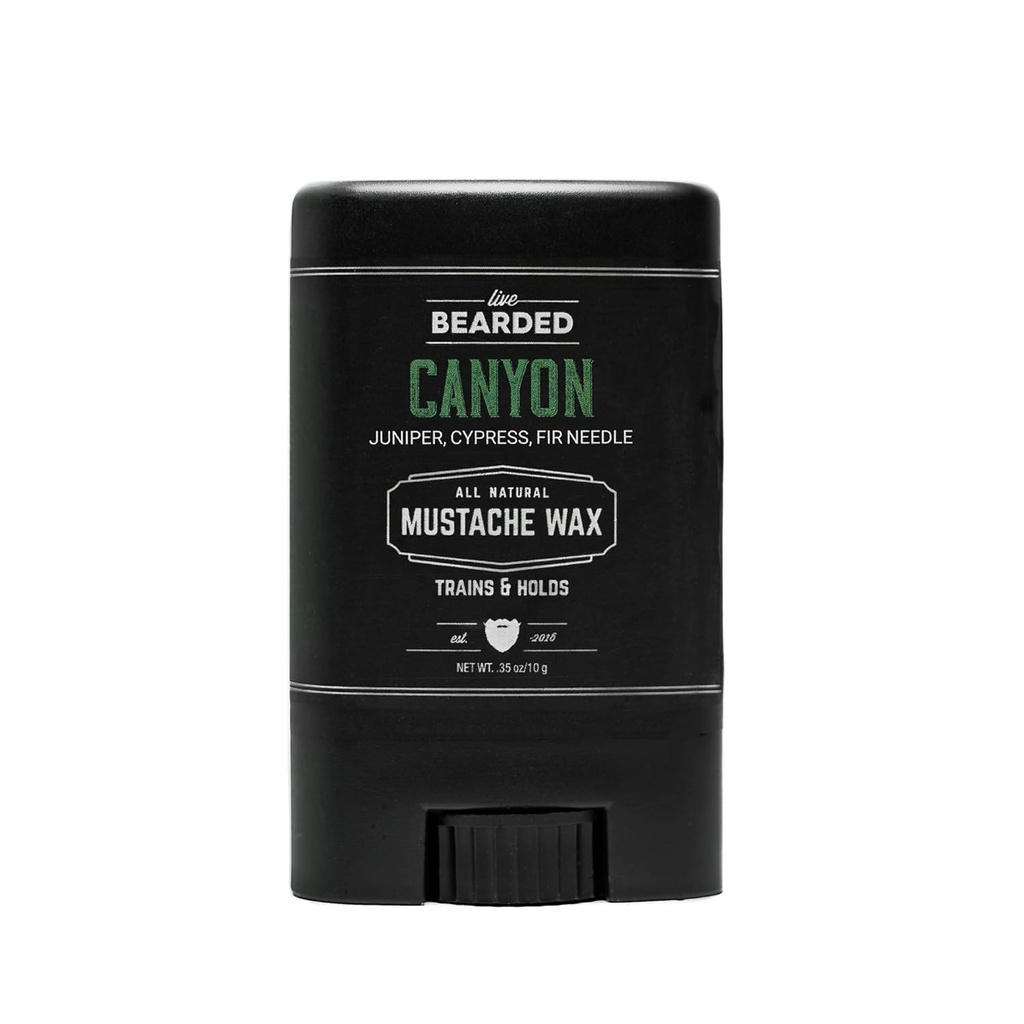 Vara de cera de bigode de barba ao vivo, 0,35 oz - Made in the USA with All-Natural Ingredients - Median Hold Stache and Beard Styling for Men Canyon - Juniper, Cypress, Fir Needle