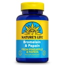 Nature's Life Bromelain & Papain – Enzimas proteolíticas para suporte digestivo e conforto – de Abacaxi & Papaya – 250mg – 100 cápsulas vegetarianas