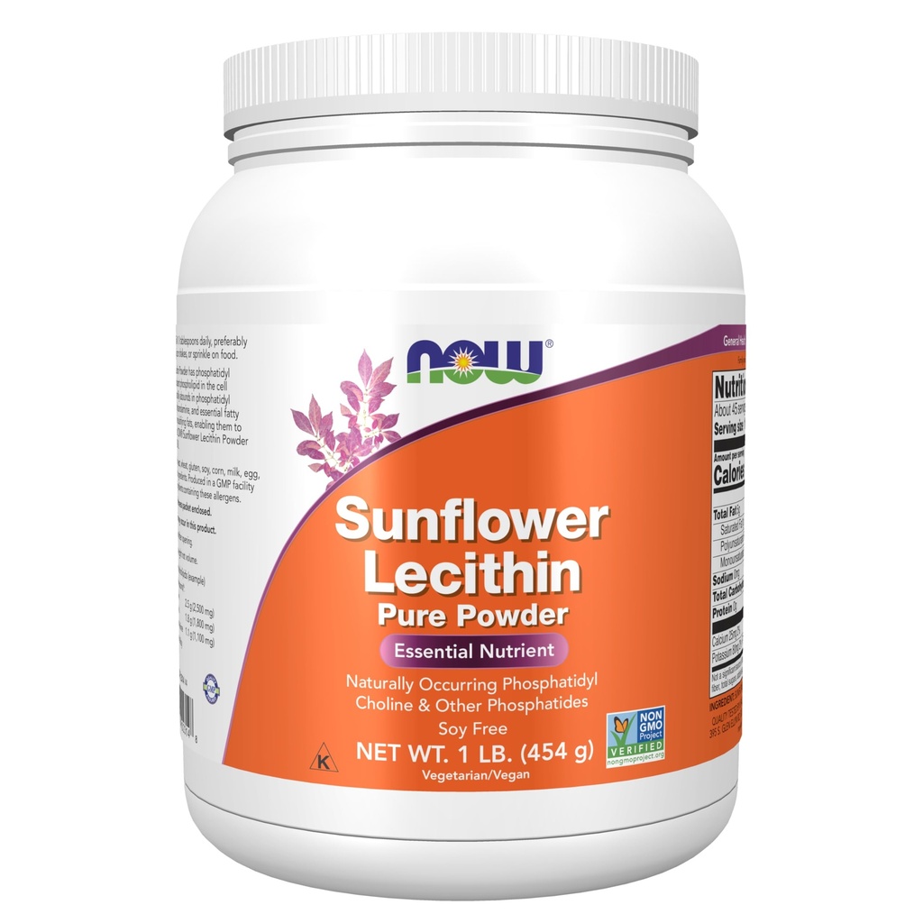 AGORA Alimentos Suplementos, girassol Lecitina com Cholina de Fosfatidil natural e Outros Fosfatidos, Pó, 1-Libra
