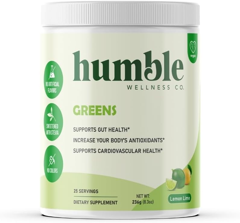 Greens Powder: Antioxidante Boost, Saúde cardiovascular, Gut Health, 24 Frutas orgânicas e vegetais, Gluten Free, Vegan, Sem açúcar adicionado, Não OGM, Made in the USA, 25 Servings